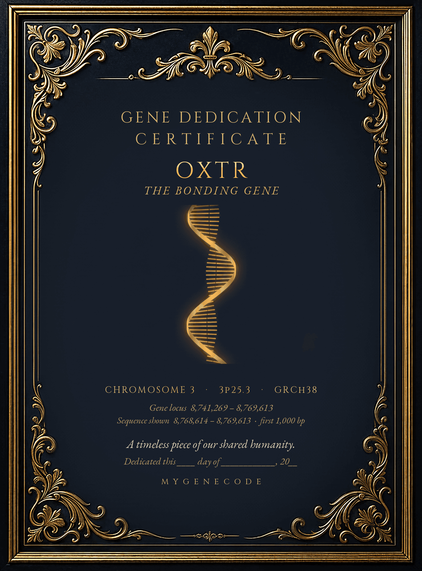 MyGeneCode Helix-Ribbon certificate edition