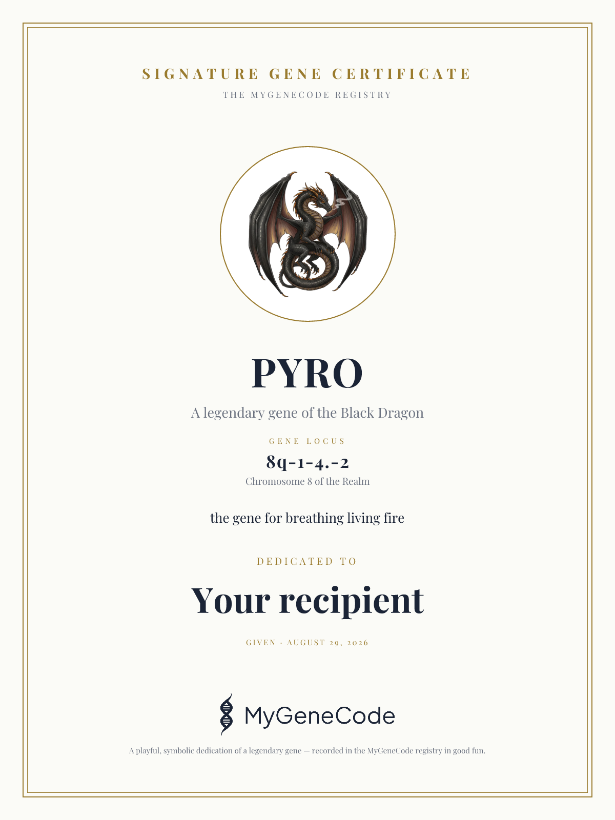 PYRO gift certificate preview