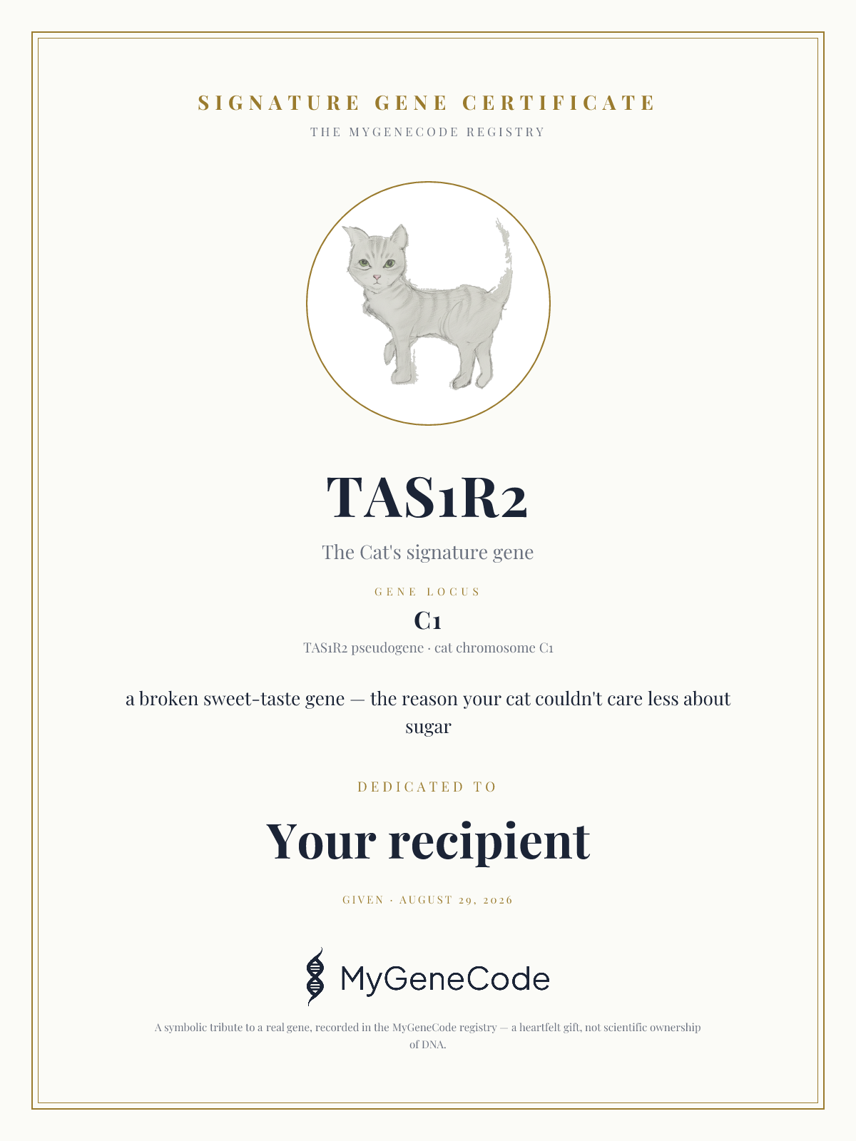 TAS1R2 gift certificate preview