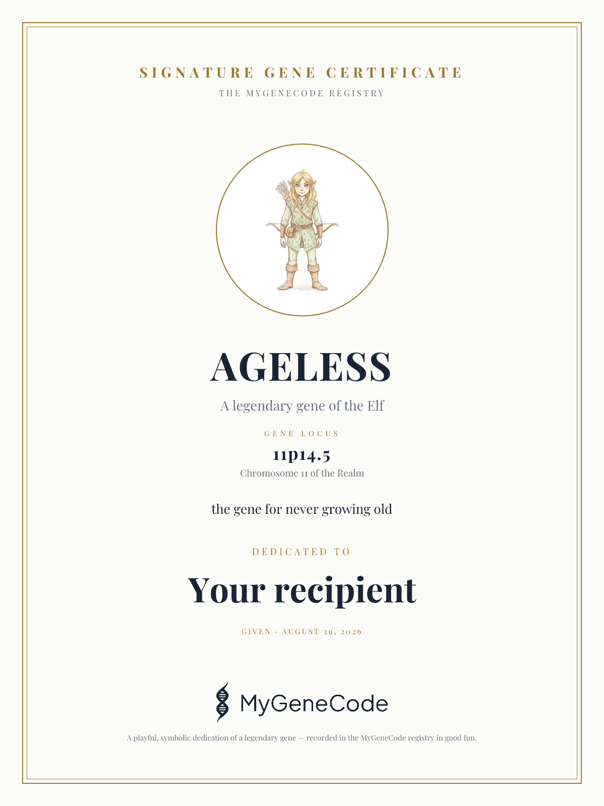 AGELESS gift certificate preview