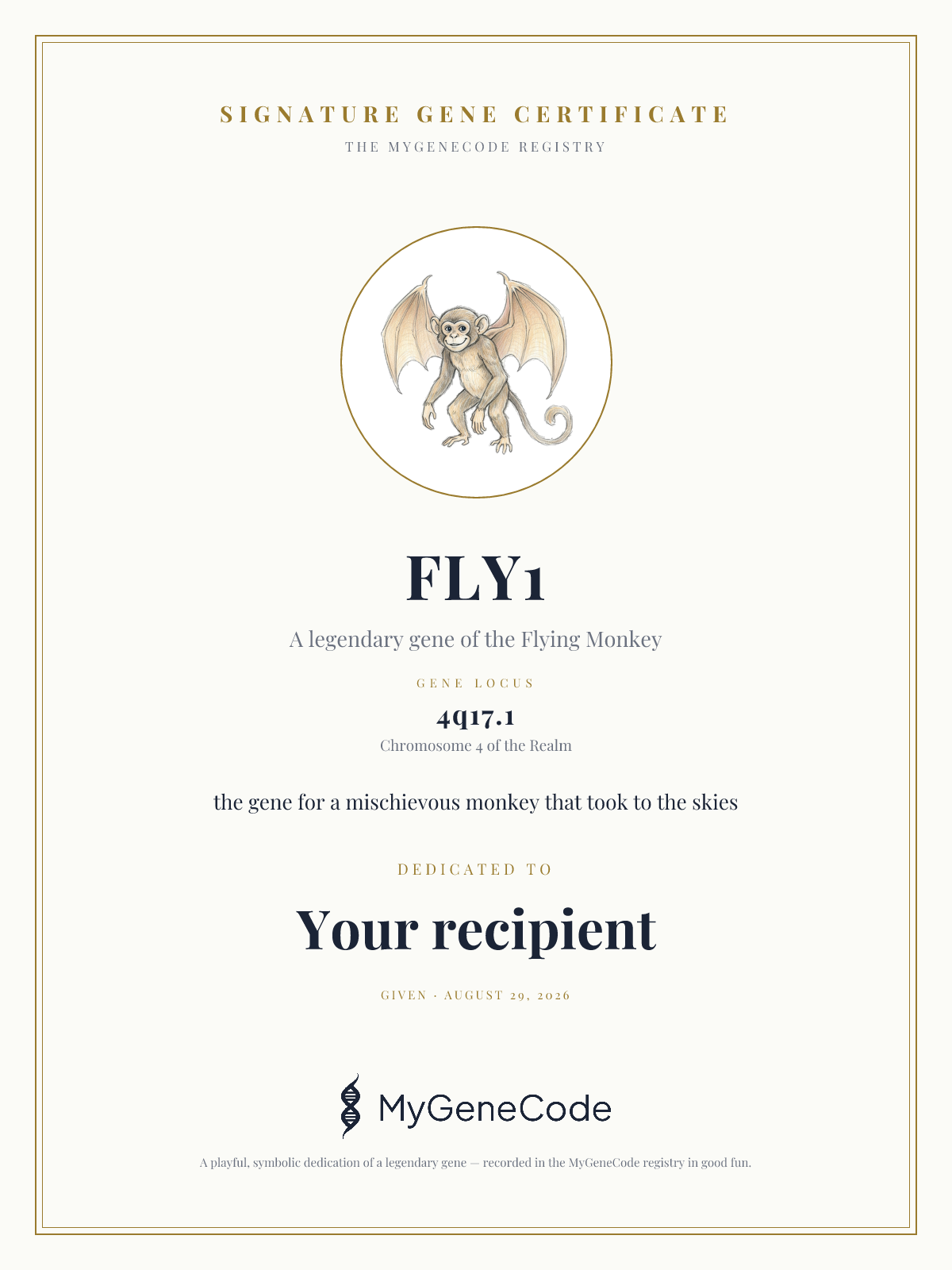 FLY1 gift certificate preview