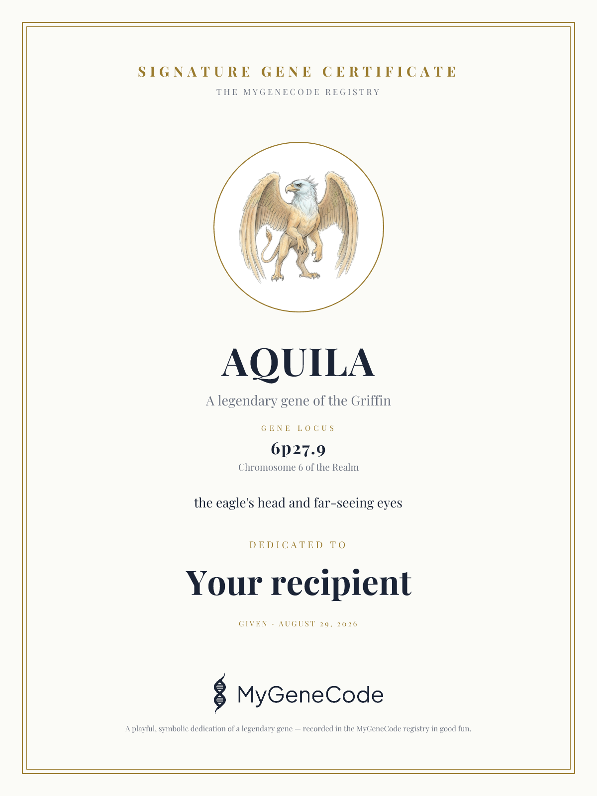 AQUILA gift certificate preview